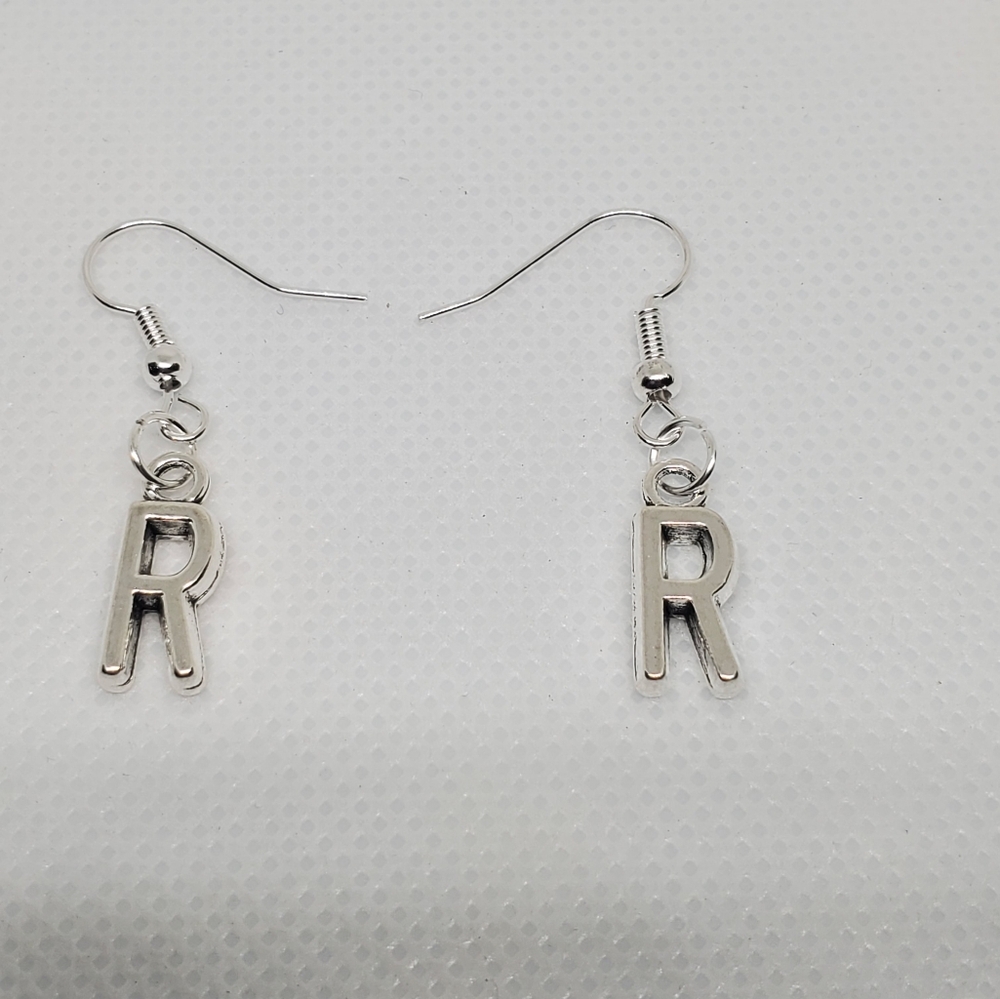 7/$10 R Initial Earrings, NEW - Picture 2 of 2